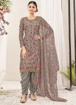 Net Grey Traditional Wear Digital Printed Designer Salwar Suit